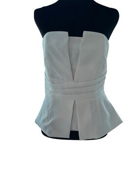 White House Black Market White Strapless Peplum Top